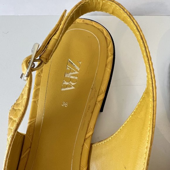 🎈HOST PICK🎈NEW! Zara Yellow Croc Embossed Point-toe Slingback Flats Size 36 - Picture 7 of 14